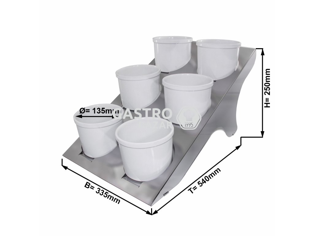 Etagerie / Buffet stand - Chrome - incl. 6 melamine bowls - round