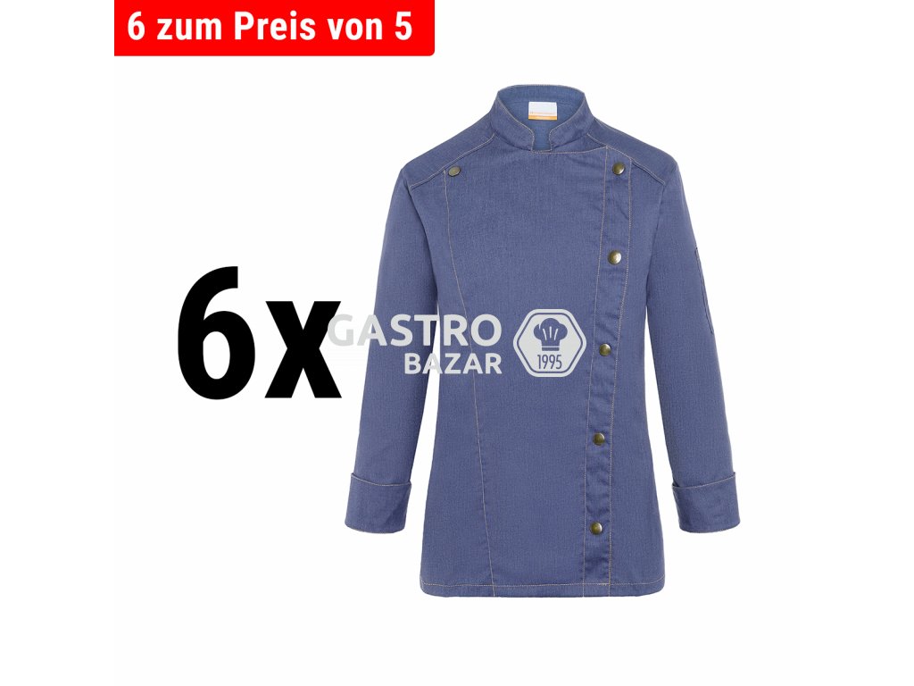 (6 pieces) KARLOWSKY | Ladies Cooking Jacket Jeans Style - Vintage Blue - Size: 42