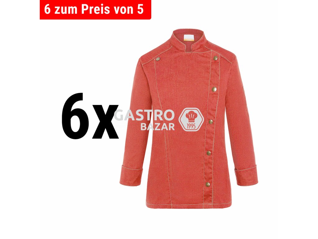 (6 pieces) KARLOWSKY | Ladies Cooking Jacket Jeans Style - Vintage Red - Size: 50