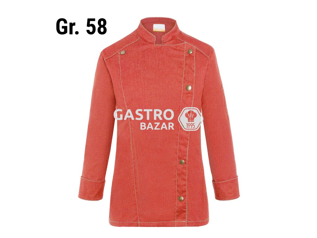 Karlowsky  dámská kuchařská bunda jeans styl - vintage červená- Velikost: 58