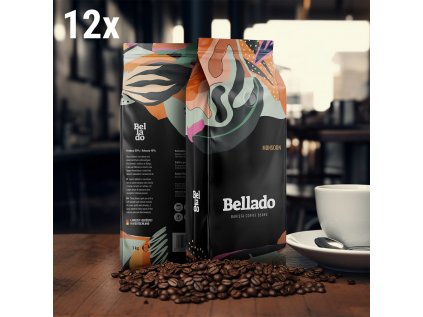 (12x) BELLADO | Kávové zrná "Monsoon" - 1 kg - 60% Arabica a 40% Robusta