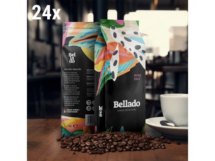 (24x) BELLADO | Kávová zrna "Pepper Coast" - 1 kg - 80% Arabica a 20% Robusta