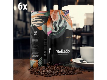 (6x) BELLADO | Kávová zrna "Monsoon" - 1 kg - 60% Arabica a 40% Robusta