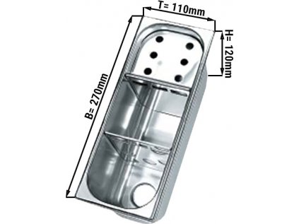 Oplachovač porcovačiek zmrzliny - 270X110X120 mm - CNS - 2 otvory v spodnej časti