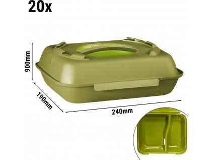 Menu box - 600 ml - dělený - olivově zelená/světle zelená