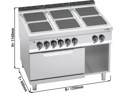 Elektrický sporák 6x platnička (21 kW) + statická elektrická rúra (7,5 kW)