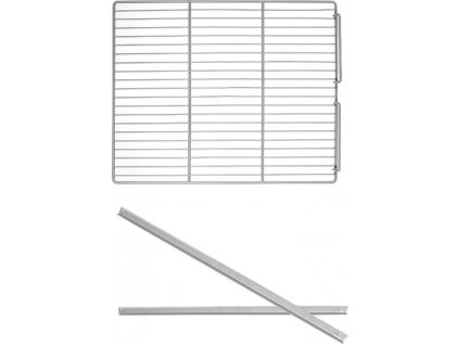 Nerezové lišty 1x ľavá a 1x pravá (645 mm) s plastifikovanou nosnou mriežkou - GN 2/1 - 650 x 535 mm