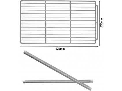 Nerezové koľajnice 1 x ľavá a 1 x pravá (560 mm) s plastifikovanou nosnou mriežkou - GN 1/1 - 335 x 530 mm