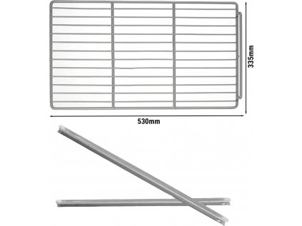 Nerezové kolejnice 1 x levá a 1 x pravá (560 mm) s plastifikovanou nosnou mřížkou - GN 1/1 - 335 x 530 mm