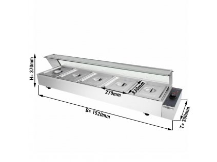 Ohřevná vana e skleněným víkem - elektrická - s 5x GN 1/2