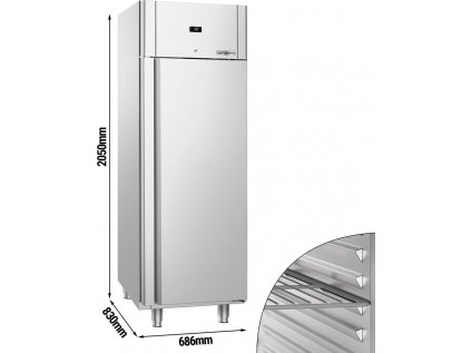 Nerezová lednice - 4x GN 2/1 - 550 litrů - s 1 dveřmi