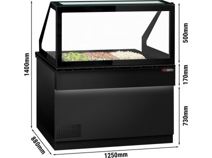 Saladeta - 1250 mm - 2 dveře - pro 3x GN 1/1 - černé čelo - černá žula pracovní deska