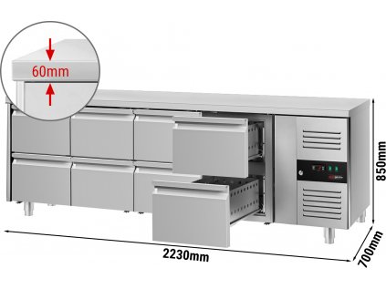 Chladicí stůl ECO - 2200x700mm - s 8 zásuvkami