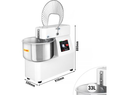 Hnětací stroj na těsto - 33L / 25 kg - 2 rychlosti - s pevným kotlem - funkce časovače
