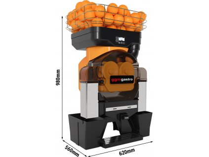 Elektrický lis na pomeranče – oranžový – automatický posuv – vč. automatického režimu čištění