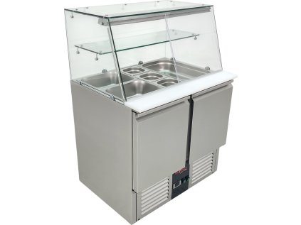 Saladeta (GN) - se 2 dvířky a skleněnou nástavbou 900 x 700