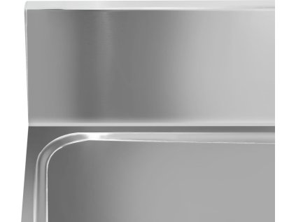 Dřez nerezový s policí 2,0 m, 2 umyvadla uprostřed, hloubka 70 cm