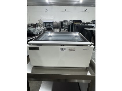 Stolní vitrína na zmrzlinu - 670mm - statická - pro 3x 5L nádoby - otevírání krytu na straně zákazníka