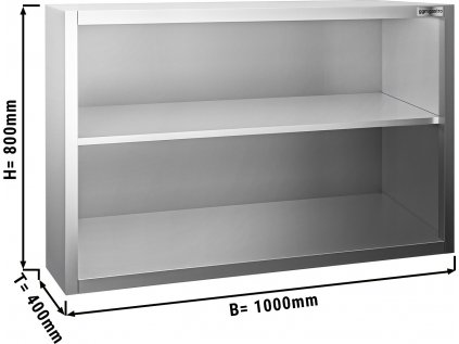 Nerezová nástěnná skříňka 1,0 m - bez posuvných dveří - vysoká 0,8 m