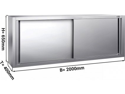Nerezová skrinka PREMIUM 2,0 m - s posuvnými dverami - vysoká 0,65 m