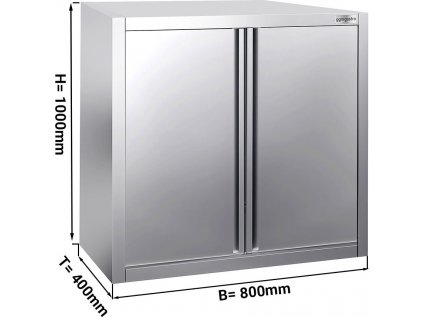 Nerezová nástěnná skříň 0,8 x 0,4 m - s dveřmi - výška 1,0 m