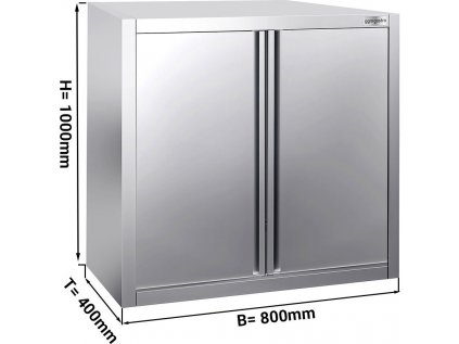 Nerezová nástenná skriňa 0,8 x 0,4 m - s dverami - výška 1,0 m