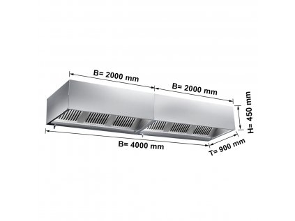 Digestoř 4 m - s filtrem a světlem- hloubka 900 mm