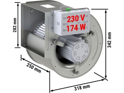 Radiální ventilátor 1300 m3 za hodinu - pro nástěnné digestoře