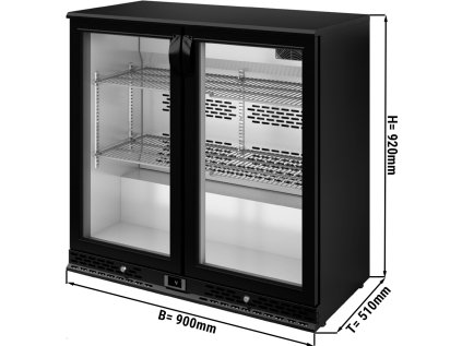 Barová lednice -  900 x 510 x 920 mm, 220 litrů - s 2 skleněnými dveřmi