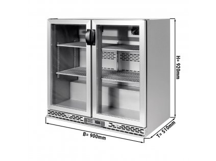 Barová lednice - 900 x D 510 x H 920 mm, 220 litrů - s 2 skleněnými dveřmi