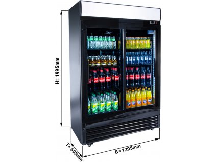 Barová lednice - 880 litrů - se 2 posuvnými skleněnými dveřmi