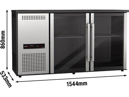 Top lednice barová - 1544 x 535 x 860 mm, 300 litrů - se 2 skleněnými dveřmi