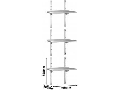 PREMIUM Nástěnná police - 0,6 x 0,3m - 3-patrová