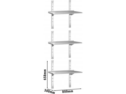 PREMIUM Nástěnná police - 0,8 x 0,3 m - 3-patrová