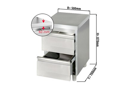 Zásuvková skříň PREMIUM - 0,5 x 0,7 m - se 2 zásuvkami