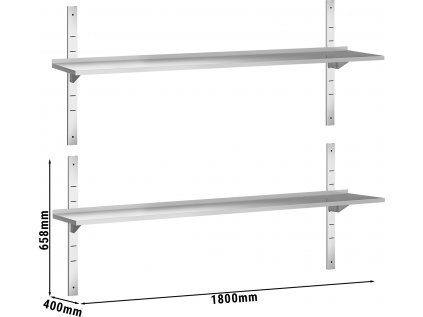 PREMIUM Nástenná polica - 1,8 m - 40 cm - 2-poschodová
