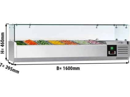 Chladicí vitrína PREMIUM - 1,6 x 0,4 m - pro 7x 1/3 GN