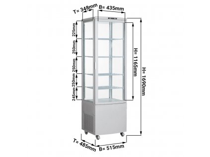 Panoramatická tortová vitrína - 235 litrov - biela