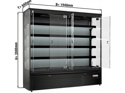 Prístenná chladiaca vitrína - 720 litrov so 4 policami - čierna matná