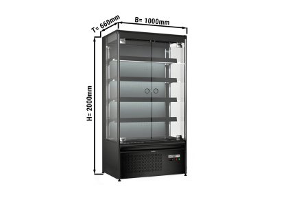 Přístěnná chladící vitrína - 360 litrů se 4 policemi - černá