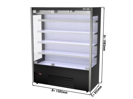 Přístěnná chladící vitrína - 1,6 x 0,85 m - černá - se 4 policemi