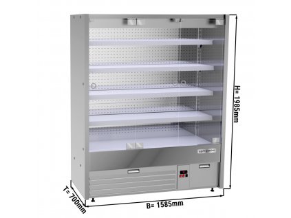 Přístěnná chladící vitrína - 1,60 x 0,70 m - zrcadlová nerez - se 4 policemi