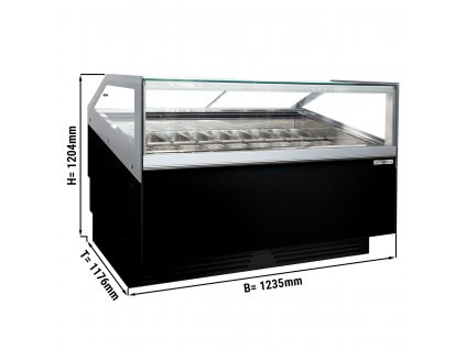 Vitrína na zmrzlinu - 1,2 x 1,1 m - čierna - s LED