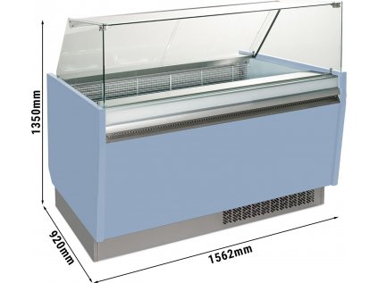 Vitrína na zmrzlinu - 1,56 x 0,92 m - světle modrá