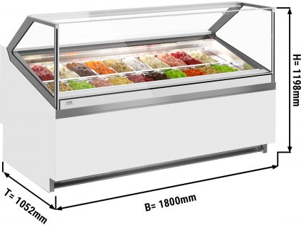 Vitrína na zmrzlinu - 1,88 x 1,20 m - Bílá