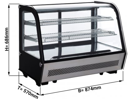 Stolní chladící vitrína - 160 litrů - stříbrná