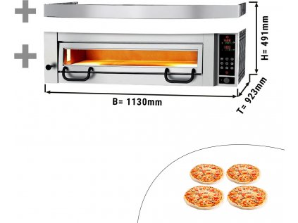 Pizza pec s digestoří- 4x O 34 cm