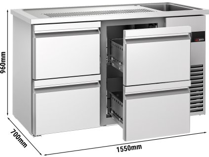 Pivný pult 1,55 x 0,7 m - so 4 1/2 zásuvkami