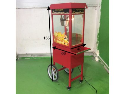 Stroj na popcorn s vozíkem - červený 155*42*66 použitý