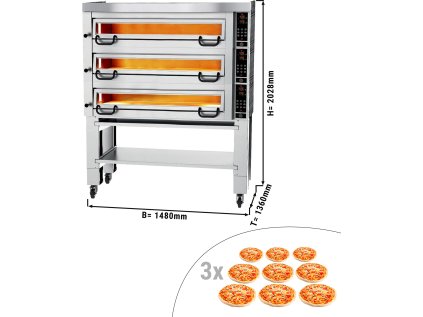 Pec na pizzu s digestorom a podstavbou - 9 + 9 + 9 O 34 cm